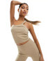 Фото #1 товара ASOS 4505 Studio seamless ribbed one shoulder vest with inner bra in latte