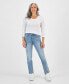 Фото #1 товара Petite Embroidered High-Rise Natural Straight Jeans, Created for Macy's