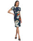 Women's Floral Tulip-Sleeve Jewel-Neck Dress