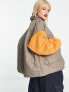 Only quilting & teddy mix jacket in brown & orange