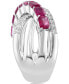 Фото #2 товара EFFY® Ruby (2 ct. t.w.) & White Sapphire (1/2 ct. t.w.) Crossover Statement Ring in Sterling Silver