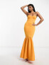 Фото #1 товара ASOS DESIGN premium bandeau peplum hem maxi dress in marigold orange