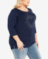 Фото #3 товара Plus Size Love Heart 3/4 Sleeve Top