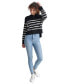 Petite Half-Zip Striped Long-Sleeve Sweater