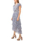 Фото #3 товара Women's Floral-Print Flutter-Sleeve Tiered Dress