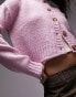 Topshop knitted crew neck cardigan in pink