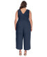 Фото #2 товара Plus Size Sleeveless Sarong-Tie Jumpsuit