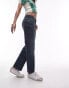 Topshop cropped mid rise straight jeans with raw hems in filthy rich blue Синий, W25 L32 - фото #1