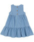 ფოტო #2 პროდუქტის Little Girls Sleeveless Chambray Ruffle Hem Dress