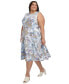 Фото #4 товара Plus Size Printed Sleeveless Fit & Flare Dress