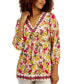 Фото #3 товара Petite Floral V Neck 3/4-Sleeve Top, Created for Macy's