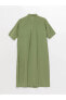 LCW Grace Düz Kısa Kollu Keten Görünümlü Kadın Gömlek Elbise