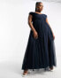 Фото #2 товара Anaya Plus bardot maxi tulle dress with split in navy