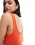 Фото #2 товара Bershka ribbed scoop neck bodycon maxi dress in orange