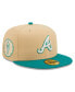 ფოტო #1 პროდუქტის Men's Natural, Teal Atlanta Braves Mango Forest 59FIFTY fitted hat
