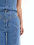 Фото #5 товара & Other Stories high waist barrel leg jeans with seam detail in mid wash blue