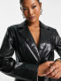 Фото #3 товара ASOS DESIGN Petite fitted leather look blazer in black