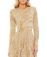 Фото #3 товара Women's Embellished Illusion High Neck Long Sleeve Dress