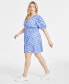 Фото #2 товара Trendy Plus Size Ditsy Floral Zip-Front Mini Dress, Created for Macy's