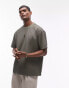 Topman oversized fit plisse t-shirt in khaki