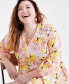 ფოტო #4 პროდუქტის Plus Size Floral-Print Tiered Linen-Blend 3/4-Sleeve Dress, Created for Macy's