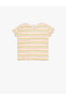 4SMG10018AK Koton Kız Bebek T-shirt BEYAZ ÇİZGİLİ