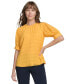 ფოტო #6 პროდუქტის Women's Solid Round-Neck Short-Sleeve Blouse