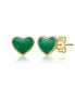 ფოტო #1 პროდუქტის Toddler/Kids 14k Gold Plated Green Enamel Tiny Flat Heart Stud Earrings