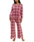 Women's 2-Pc. Printed Henley Pajamas Set