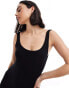 Фото #3 товара Bershka ribbed scoop neck bodycon maxi dress in black