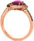 Фото #3 товара Raspberry Rhodolite (1-3/8 ct. t.w.) & Diamond (3/8 ct. t.w.) Halo Ring in 14k Rose Gold