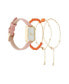 Women's Analog Blush Polyurethane Leather Strap Watch 22mm 4 Pieces Bracelet Gift Set