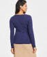 Фото #2 товара Women's Scoop-Neck Ribbed Long-Sleeve Top, Created for Macy's