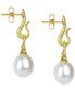 ფოტო #3 პროდუქტის Cultured Freshwater Pearl (8-1/2mm) Dangle Drop Earrings in 14k Gold