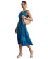 Фото #3 товара Women's Palm-Print Textured Wrap Midi Dress