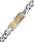 Фото #1 товара Men's Diamond (1/10 ct. t.w.) Decorative Plate Heavy Link Bracelet in Stainless Steel with 18k Gold Inlay