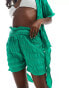 In The Style textured crinkle beach short co-ord in green