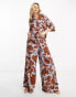 Фото #2 товара Vero Moda Aware wide leg trousers co-ord in blue and brown florals