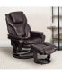 Multi-Position Recliner & Ottoman With Swivel Wood Base