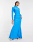 ASOS DESIGN high neck maxi dress with open back in electric blue