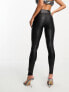 Spanx Petite leather look legging with contoured power waistband in black