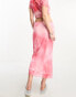 Noisy May mesh maxi skirt co-ord in pink tie dye