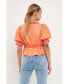 Фото #3 товара Women's Ruffle Detail Top with Puff Sleeves