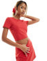 Stradivarius sport baby tee in red co-ord