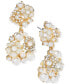 ფოტო #2 პროდუქტის Gold-Tone Imitation Pearl & Crystal Flower Drop Earrings, Created for Macy's