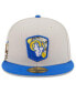 ფოტო #2 პროდუქტის Men's Stone, Royal Los Angeles Rams 2023 Salute To Service 59FIFTY Fitted Hat
