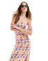 Фото #1 товара ASOS DESIGN linen mix strapless maxi summer dress in tile fruit print