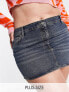 Фото #1 товара COLLUSION Plus denim Y2K belt skirt in blue