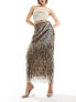 Фото #1 товара Miss Selfridge Premium gold sequin tasselled maxi skirt