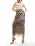 Miss Selfridge Premium gold sequin tasselled maxi skirt